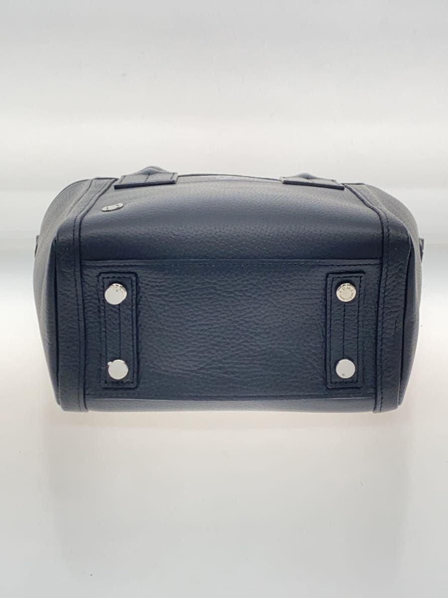 A.D.M.J.2-Way Shrunken Embossed Handbag Leather BLK Solid 4