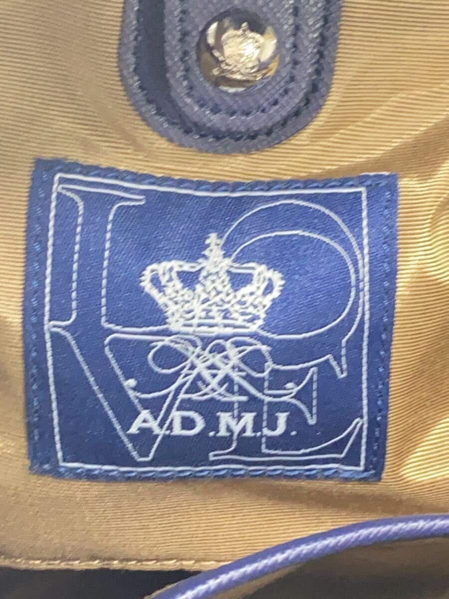 A.D.M.J.2-Way Shrunken Embossed Handbag Leather BLK Solid 5