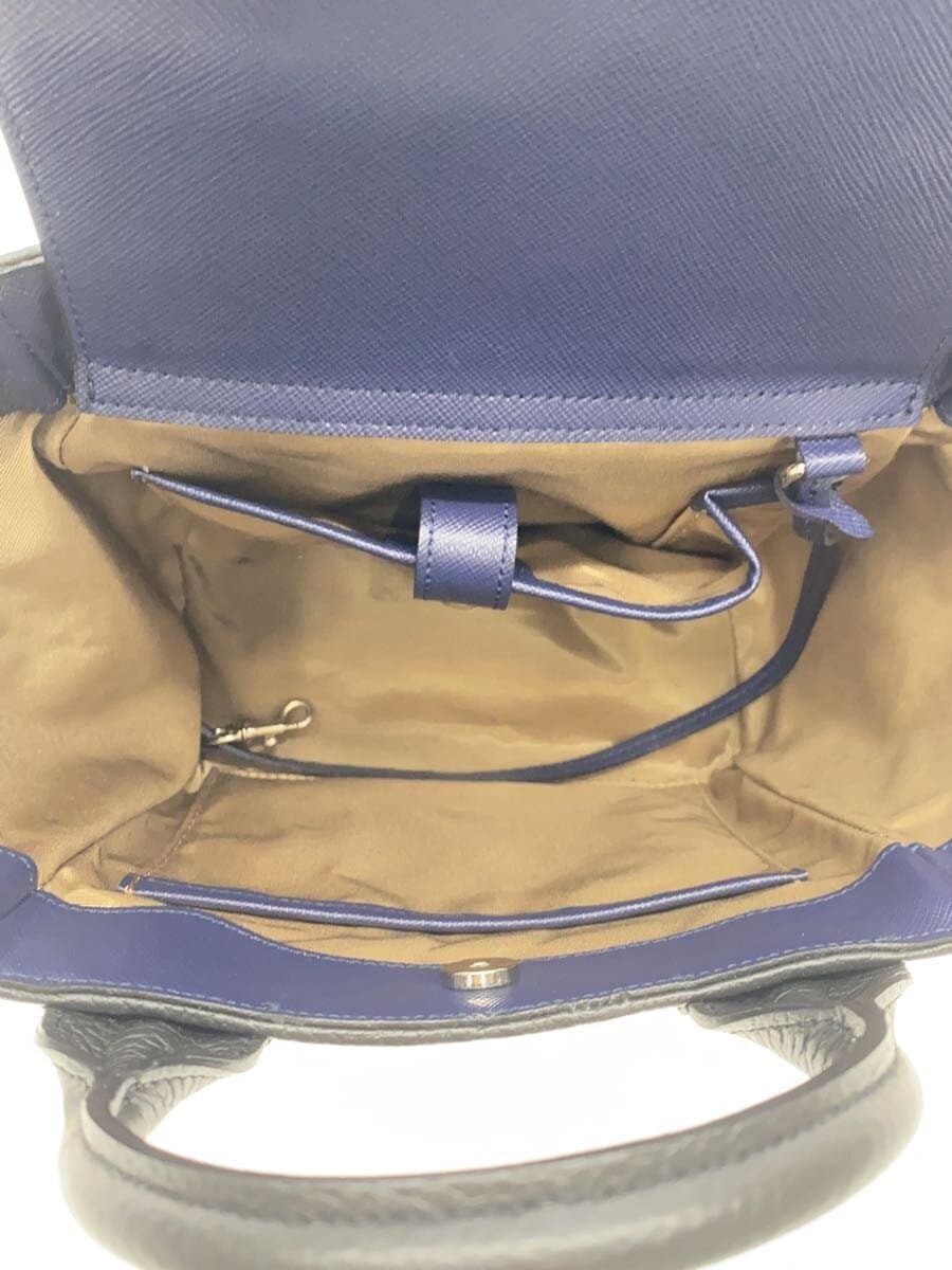 A.D.M.J.2-Way Shrunken Embossed Handbag Leather BLK Solid 6