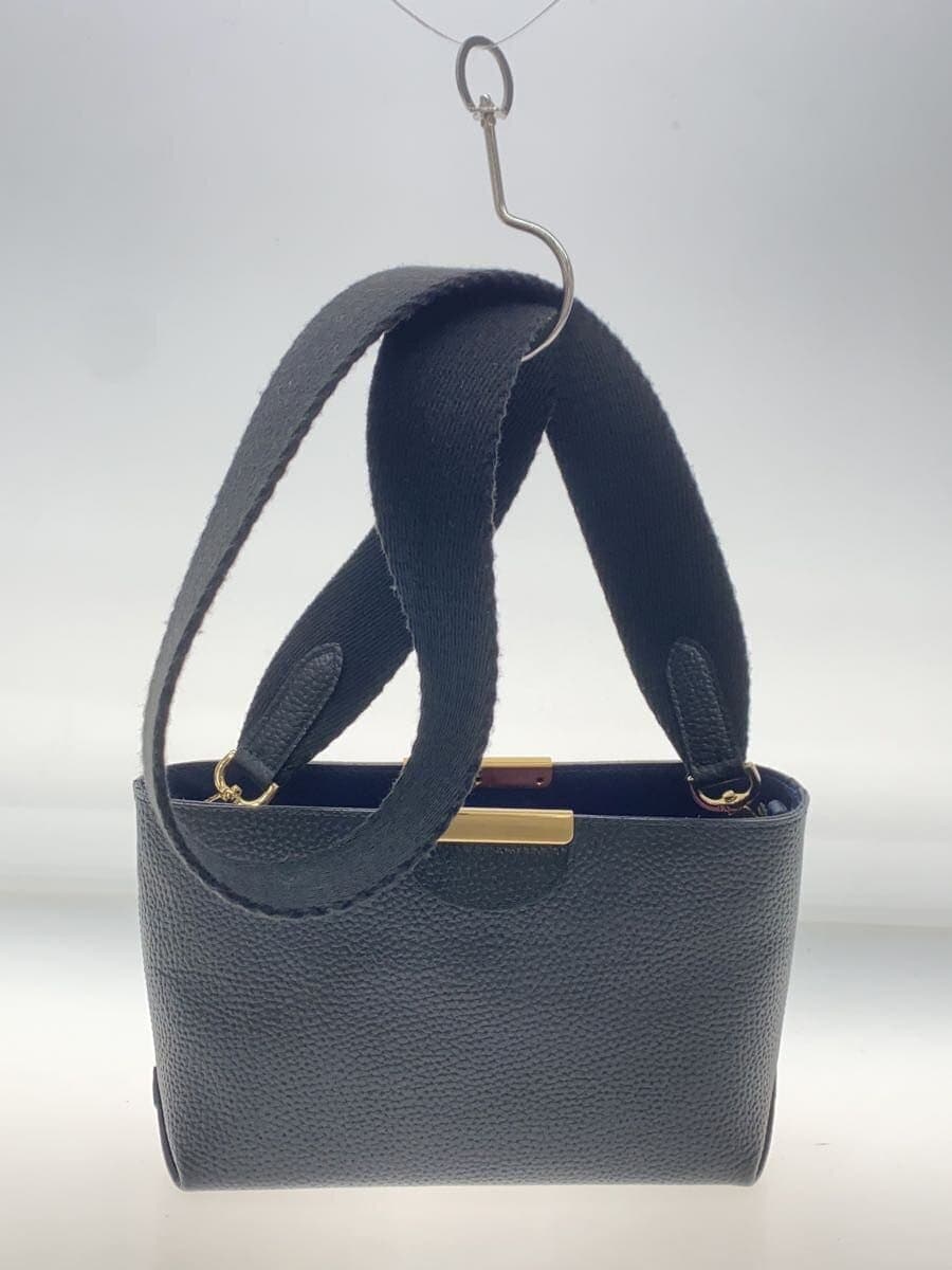 A.D.M.J. Bottom Accent Shoulder Bag Leather BLK Solid 3