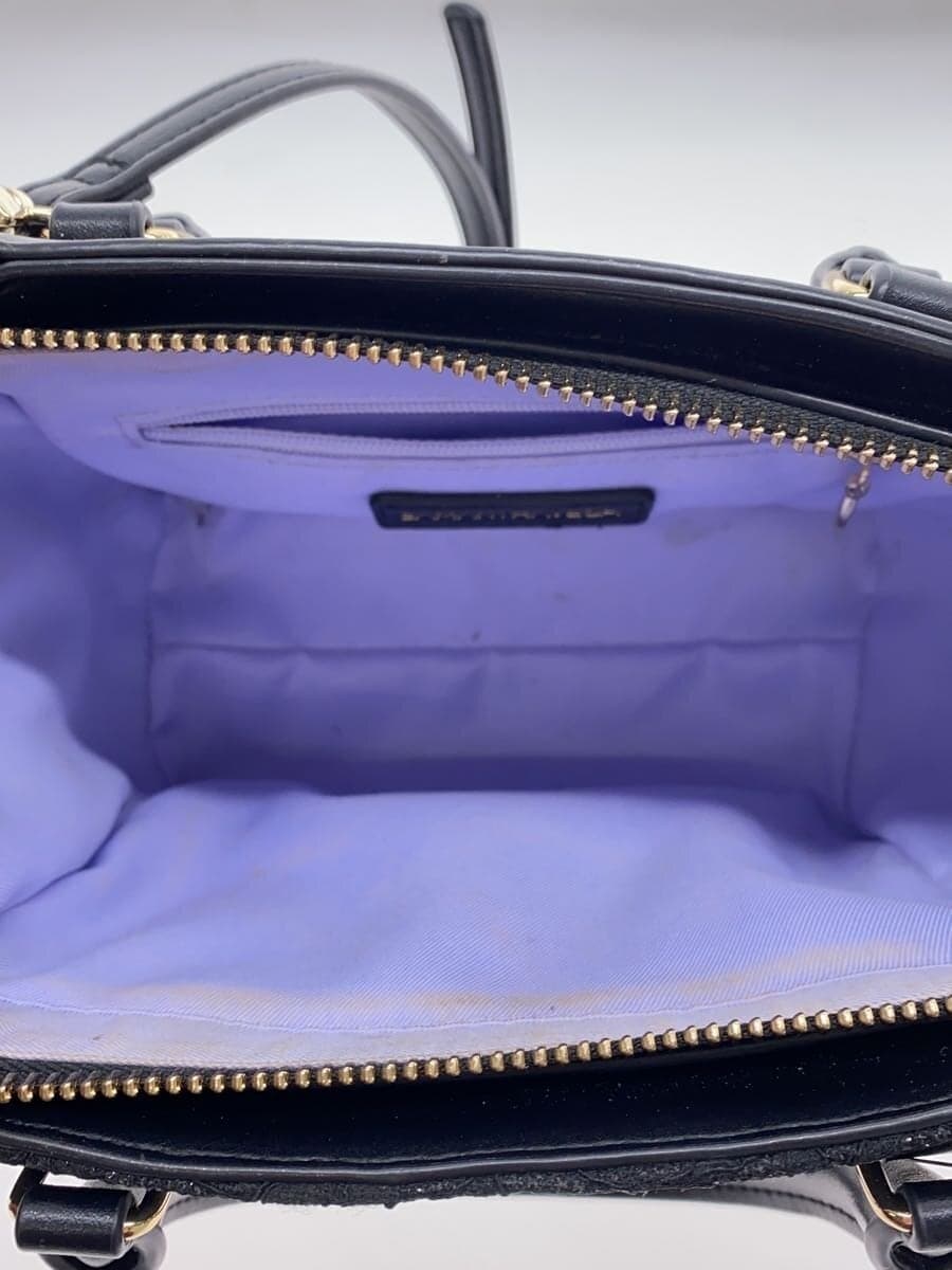 Samantha Vega Side-Lace-Up Ribbon Embellished Handbag Leather Black 6