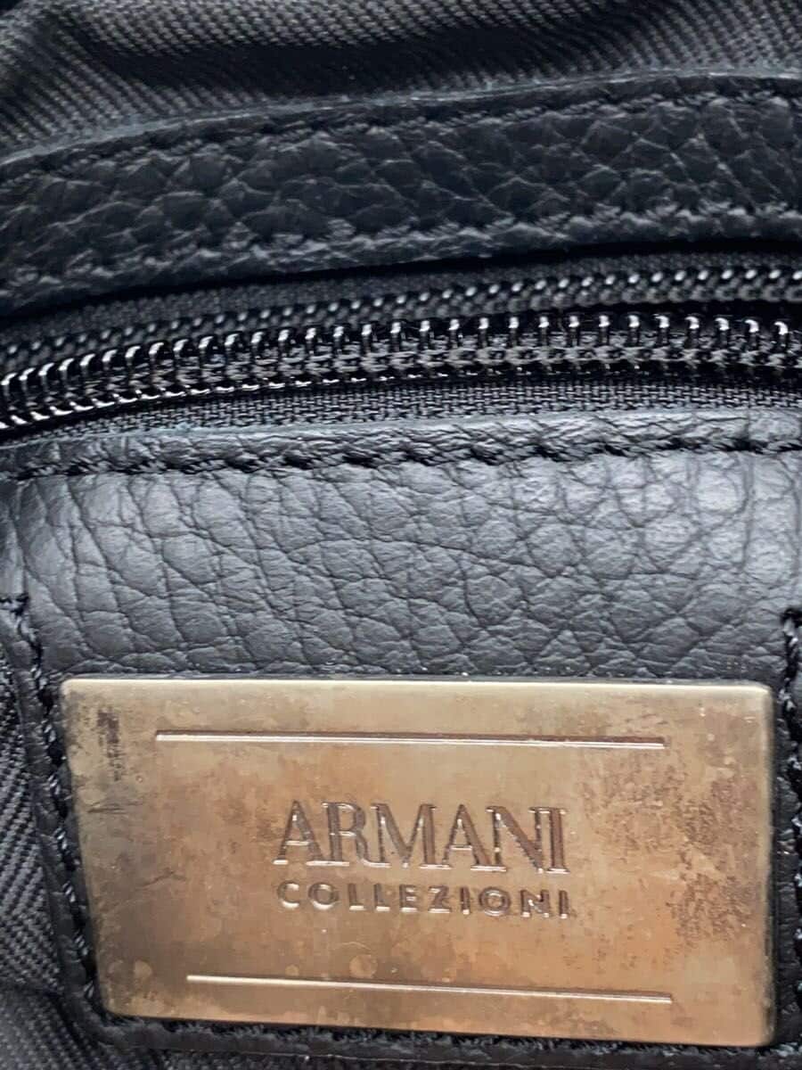 ARMANI COLLEZIONI Shoulder Bag Leather BLK Solid YH219 Inner Pocket 5