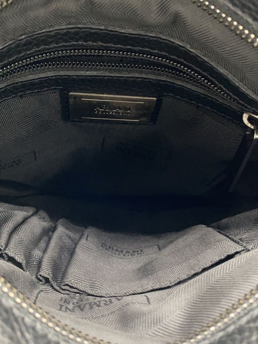 ARMANI COLLEZIONI Shoulder Bag Leather BLK Solid YH219 Inner Pocket 6