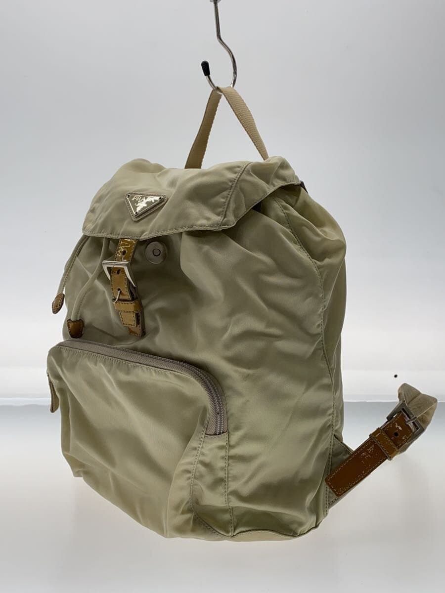 PRADA Triangle Logo Backpack Nylon CRM Solid 2