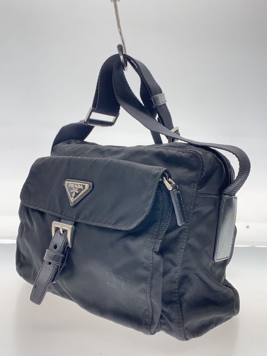 PRADA Shoulder Bag Nylon BLK Solid Triangle Logo 2