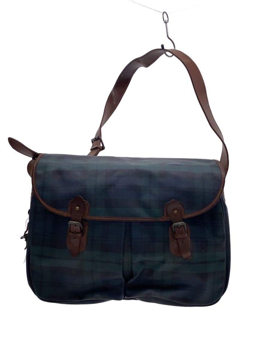 POLO RALPH LAUREN Shoulder Bag Leather GRN Check Black Watch