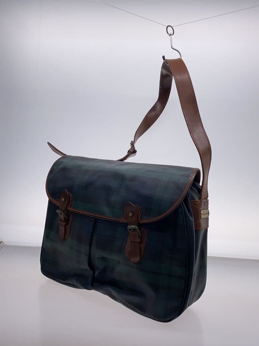 POLO RALPH LAUREN Shoulder Bag Leather GRN Check Black Watch 2
