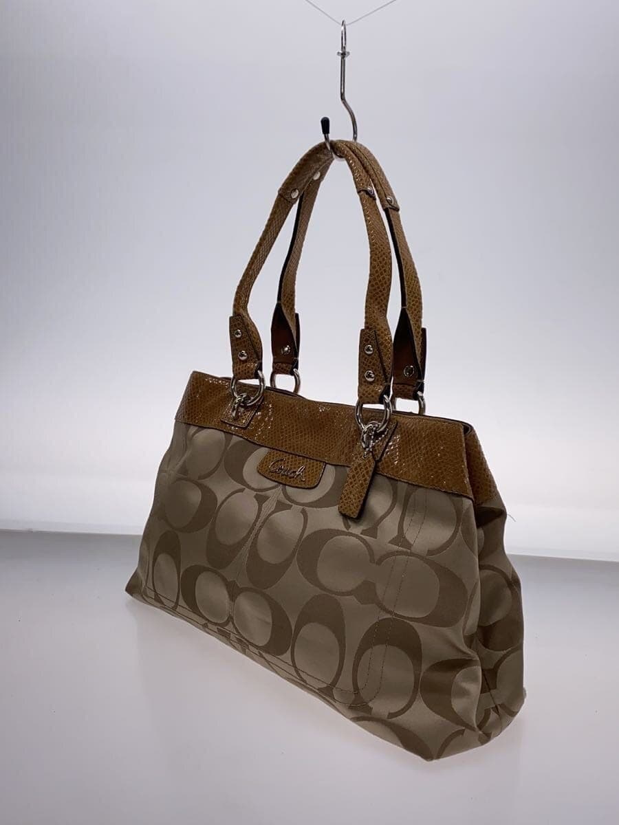 COACH Tote Bag_Penelope_Signature_Beige Leather PVC BRW F16190 2