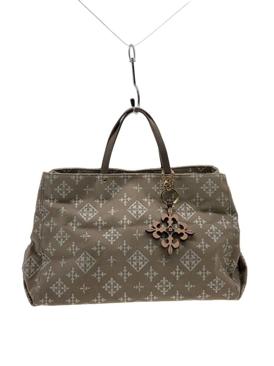 Russet 2-Way Handbag Canvas Gray All-over Print