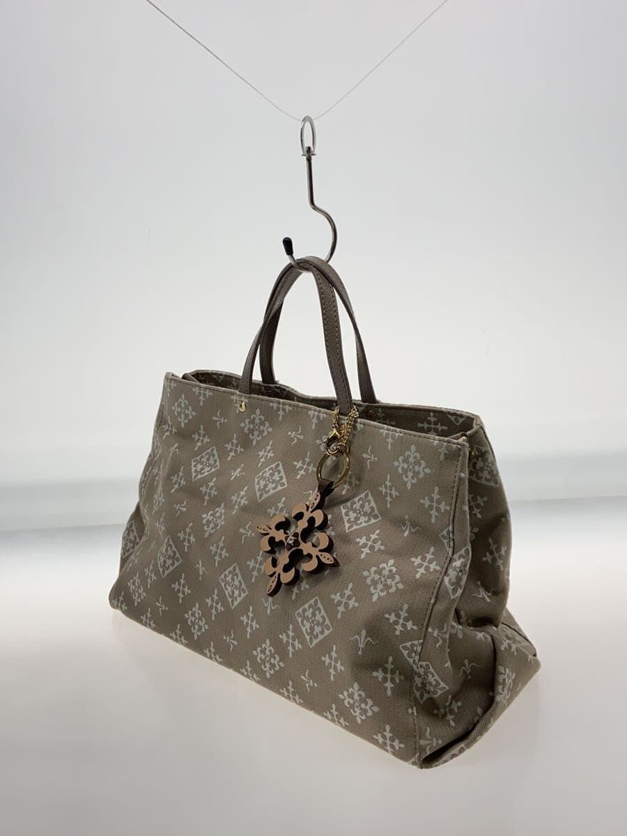 Russet 2-Way Handbag Canvas Gray All-over Print 2