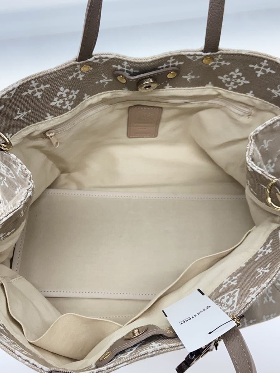 Russet 2-Way Handbag Canvas Gray All-over Print 6