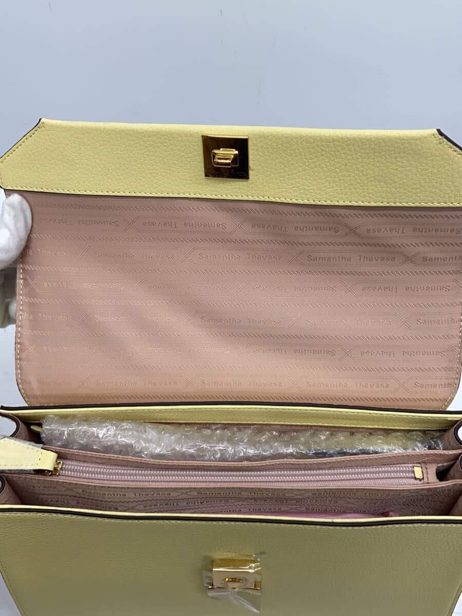 Samantha Thavasa Shoulder Bag Leather YLW Solid 2-Way 6