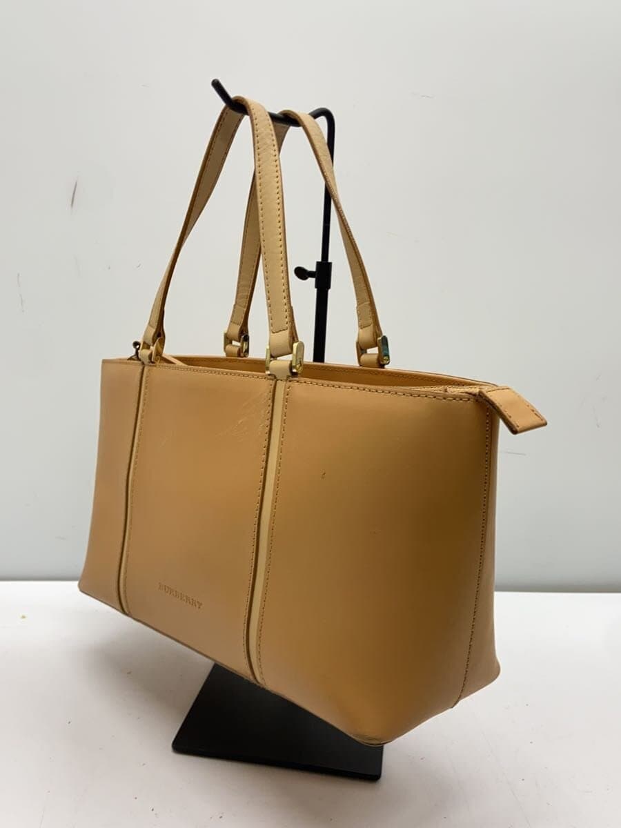 BURBERRY LONDON Handbag Leather BEG Solid 2