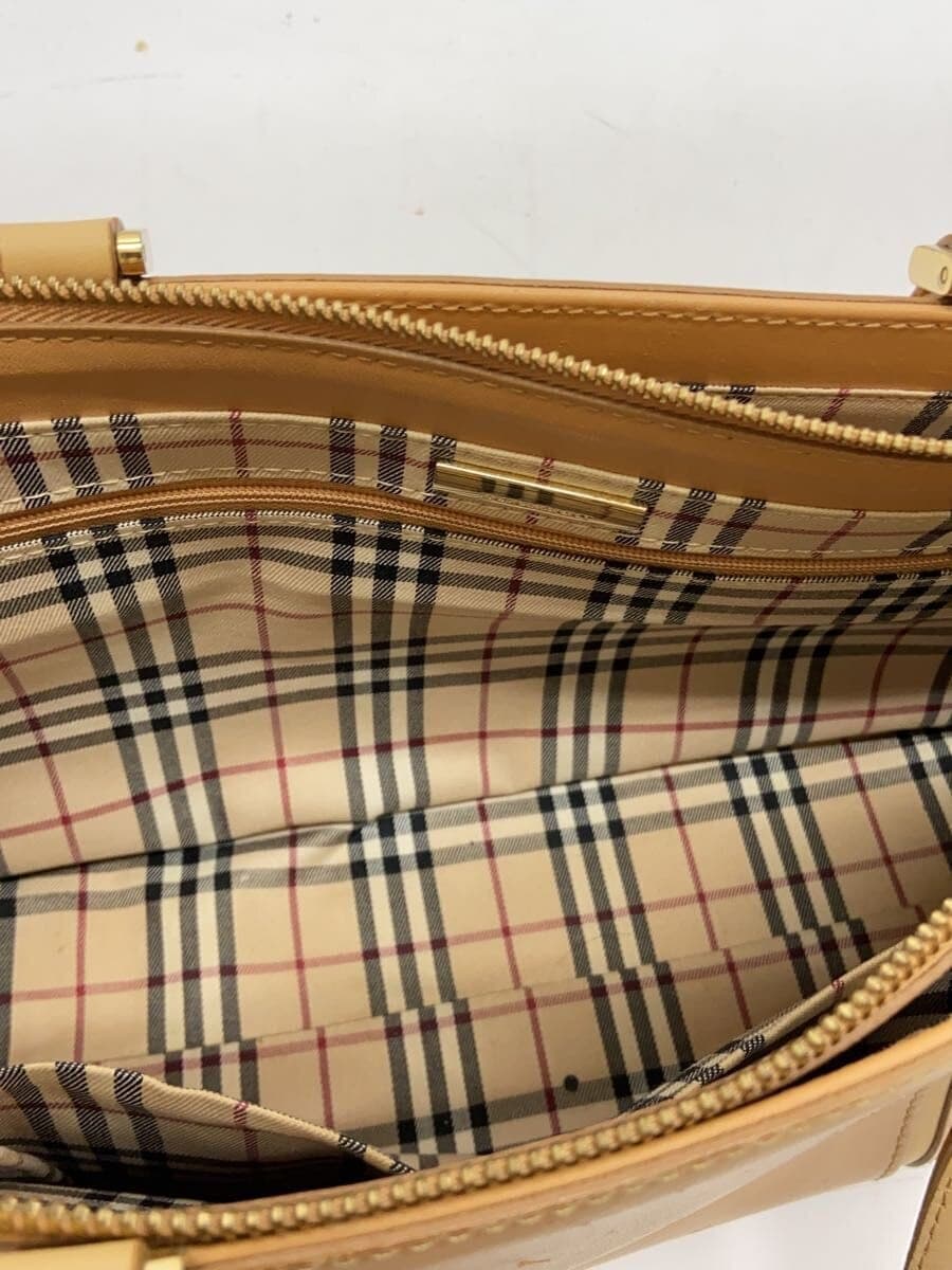 BURBERRY LONDON Handbag Leather BEG Solid 6