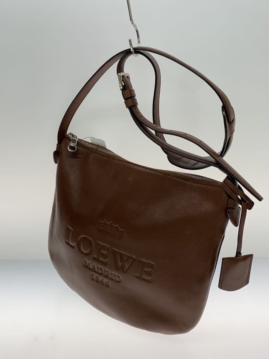 LOEWE Shoulder Bag Leather BRW Solid Color 061104 2