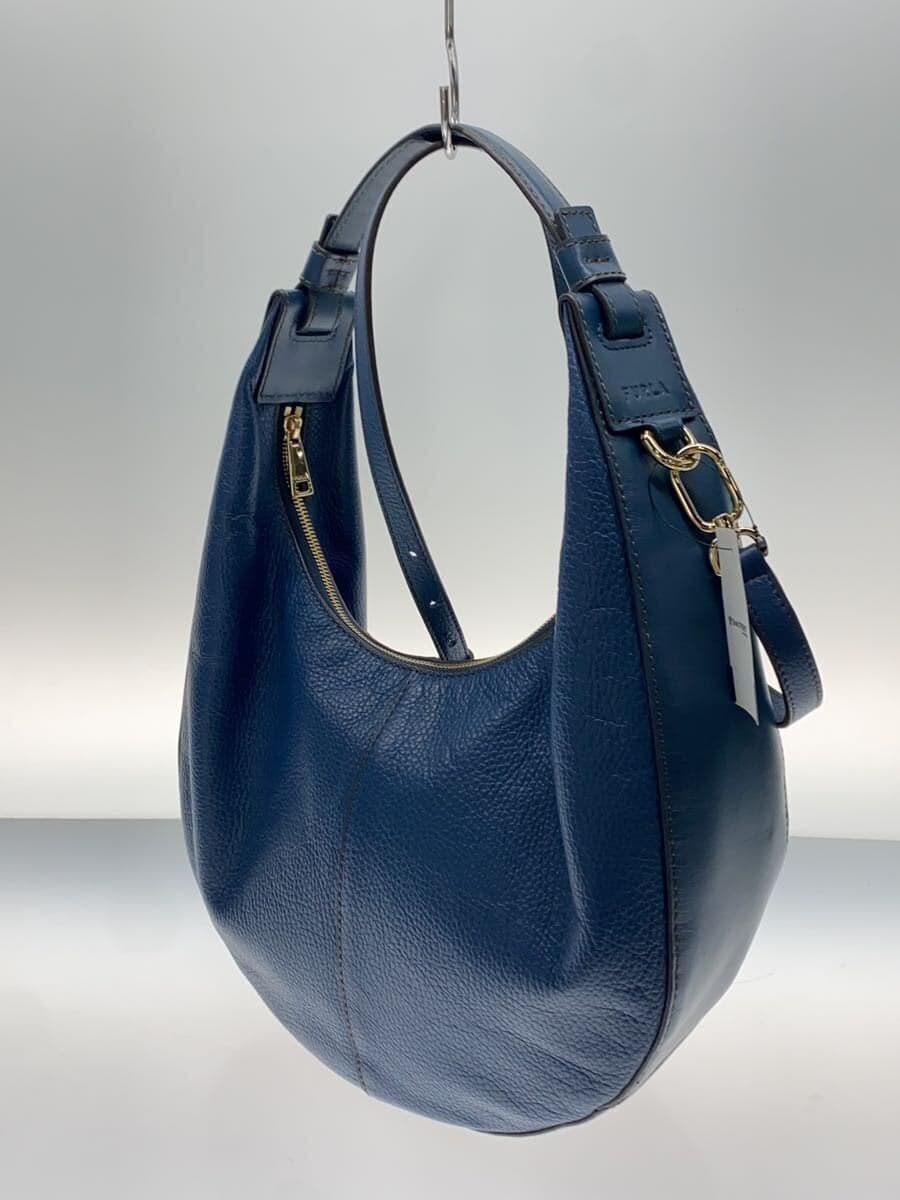 FURLA shoulder bag leather blue 2