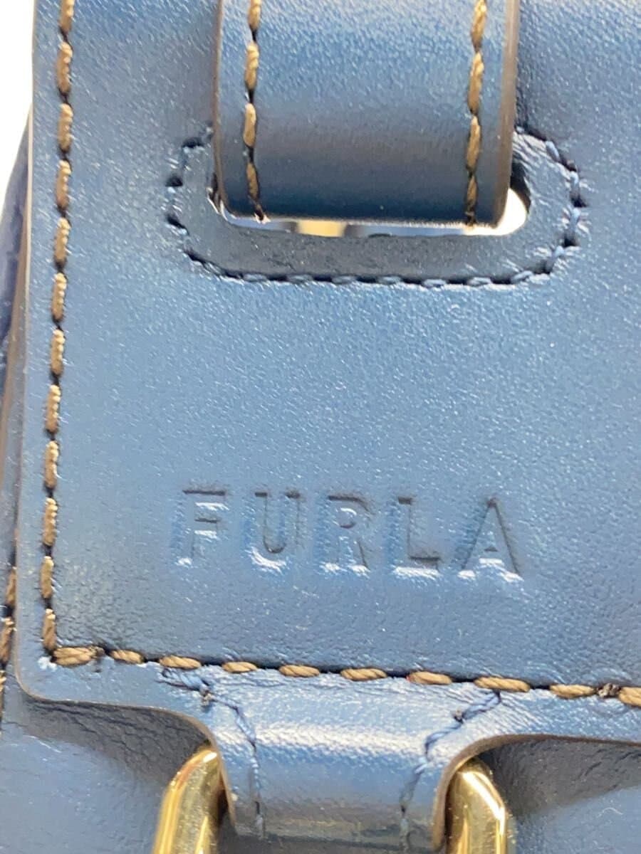FURLA shoulder bag leather blue 5