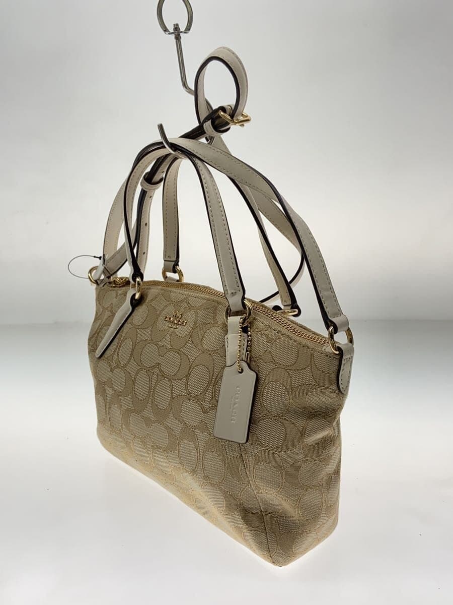 COACH Shoulder Bag Canvas BEG F57830 2