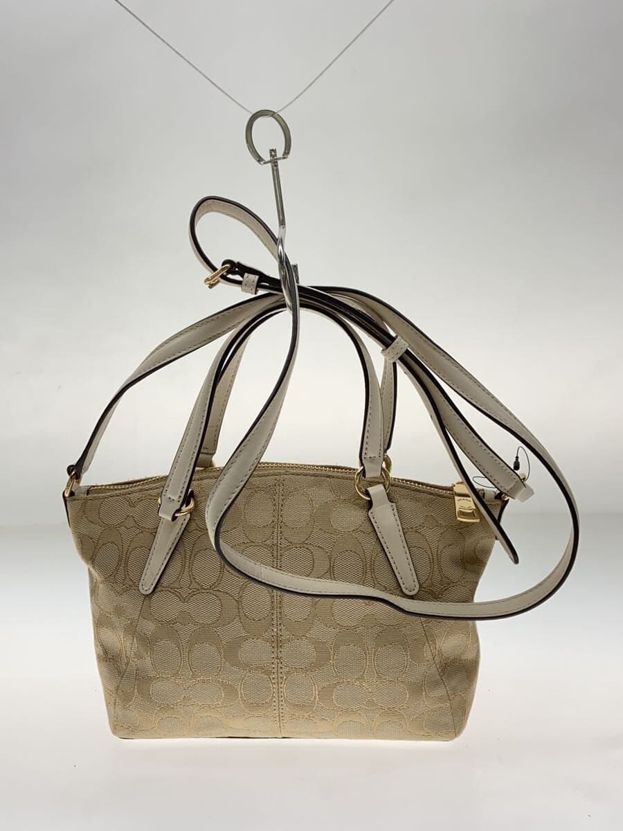 COACH Shoulder Bag Canvas BEG F57830 3