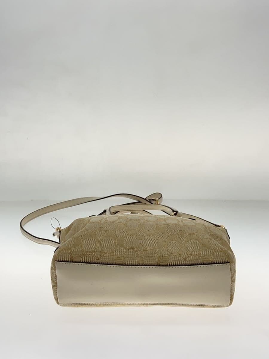 COACH Shoulder Bag Canvas BEG F57830 4