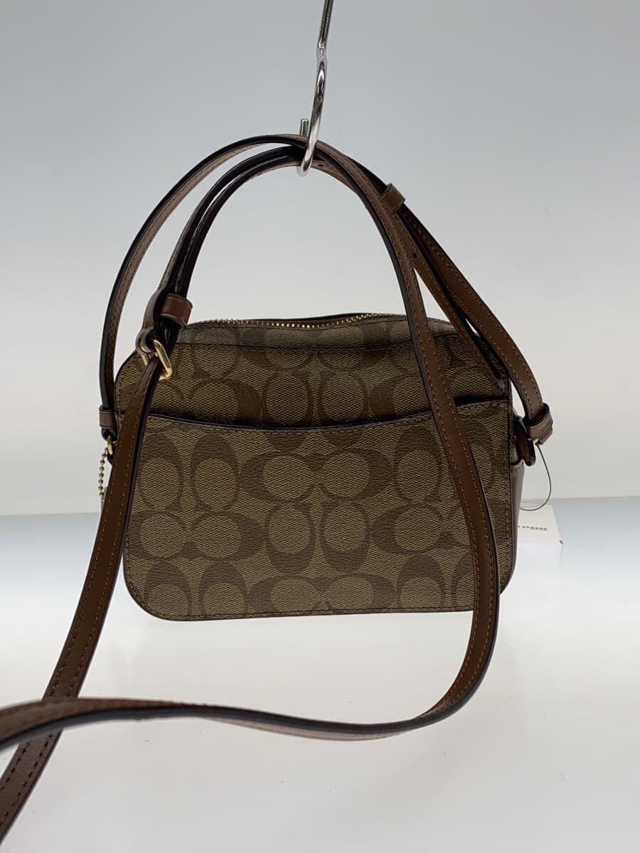 COACH Mini Camera Bag Signature Brown Leather Polyester BRW Allover Pattern 3