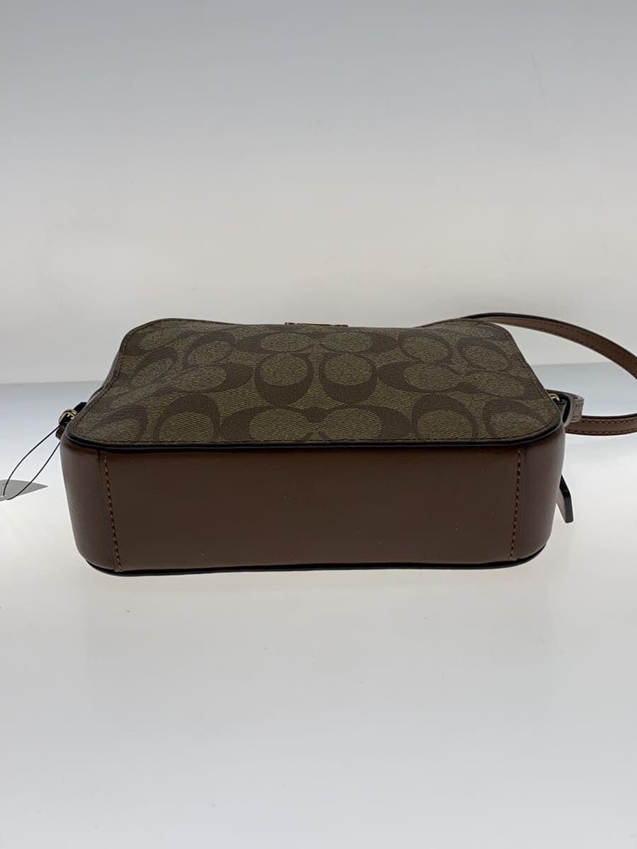 COACH Mini Camera Bag Signature Brown Leather Polyester BRW Allover Pattern 4