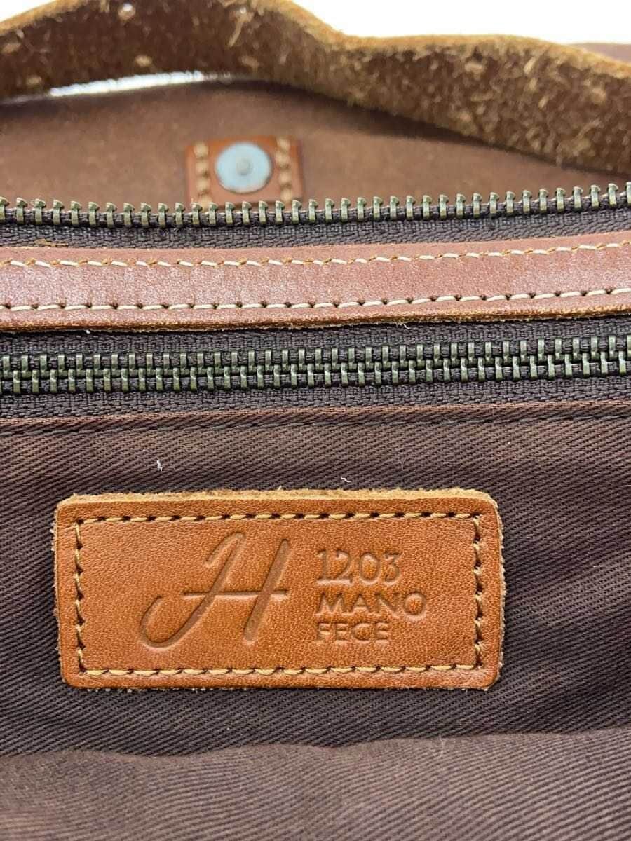 H 1203 MANO FECE Shoulder Bag Leather BRW Solid 5