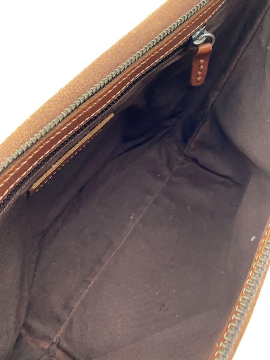 H 1203 MANO FECE Shoulder Bag Leather BRW Solid 6