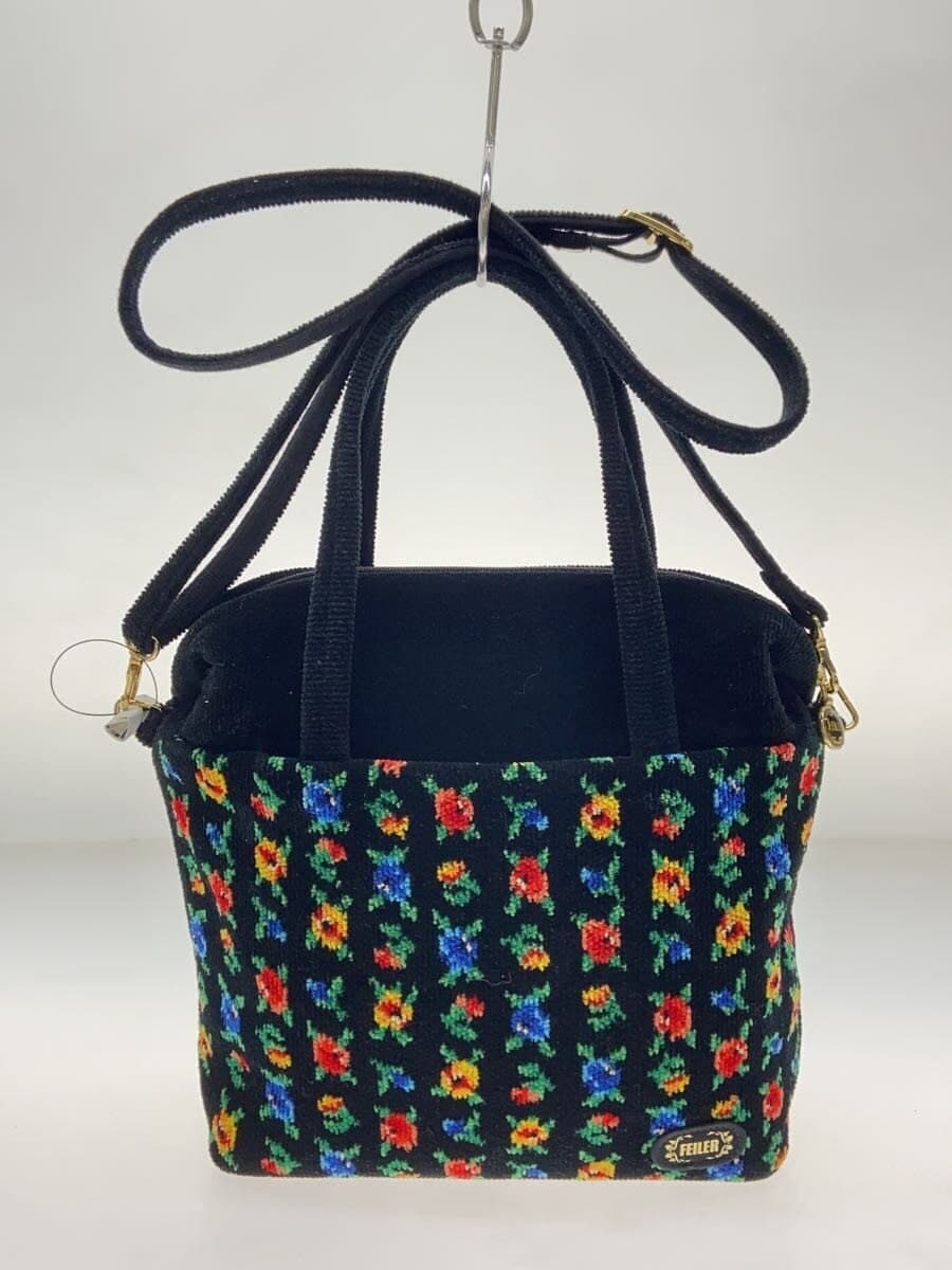 FEILER Shoulder Bag -- BLK Floral Pattern 3