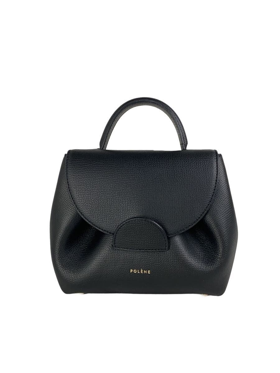 POLENE Numero Un Nano Edition Black Textured Shoulder Bag Leather Black