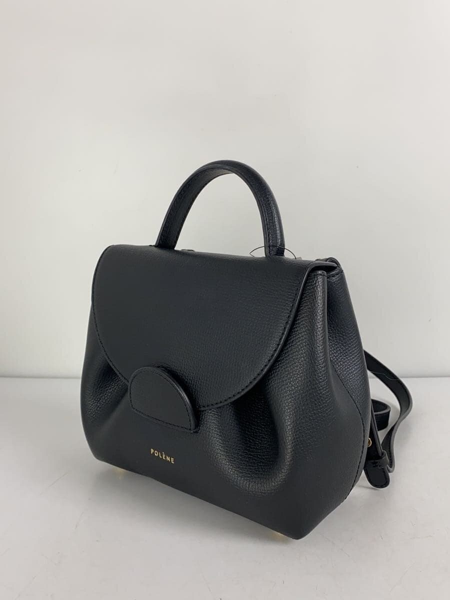 POLENE Numero Un Nano Edition Black Textured Shoulder Bag Leather Black 2
