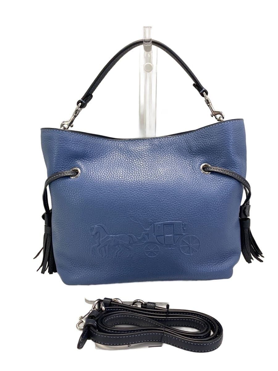 COACH Shoulder Bag Leather BLU Solid D2379-CA184