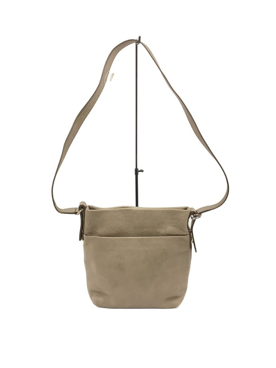 HIROFU Hirofu Shoulder Bag Leather Cream Solid