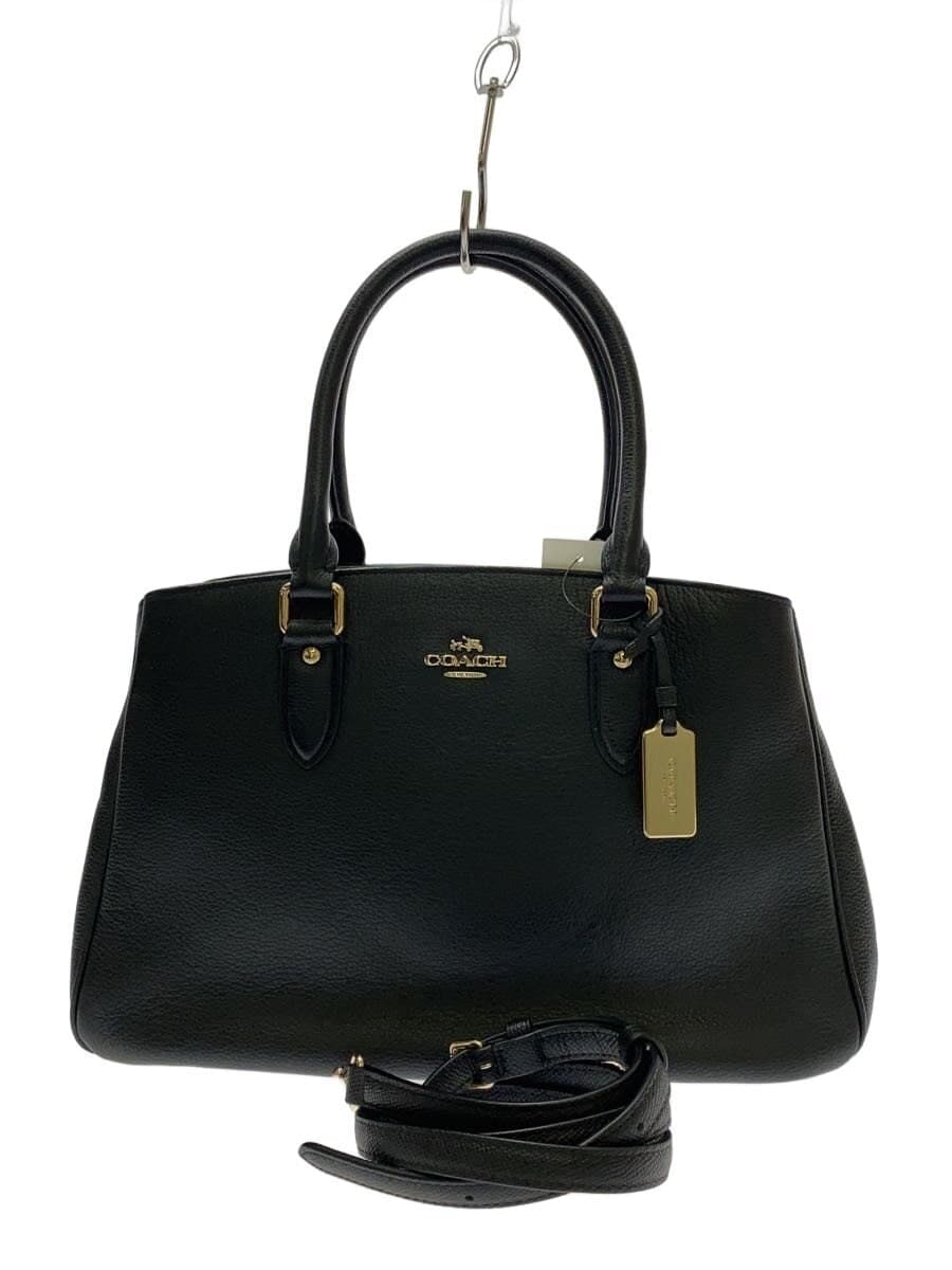 COACH Handbag Pebbled All Leather Leather Black Solid 36373