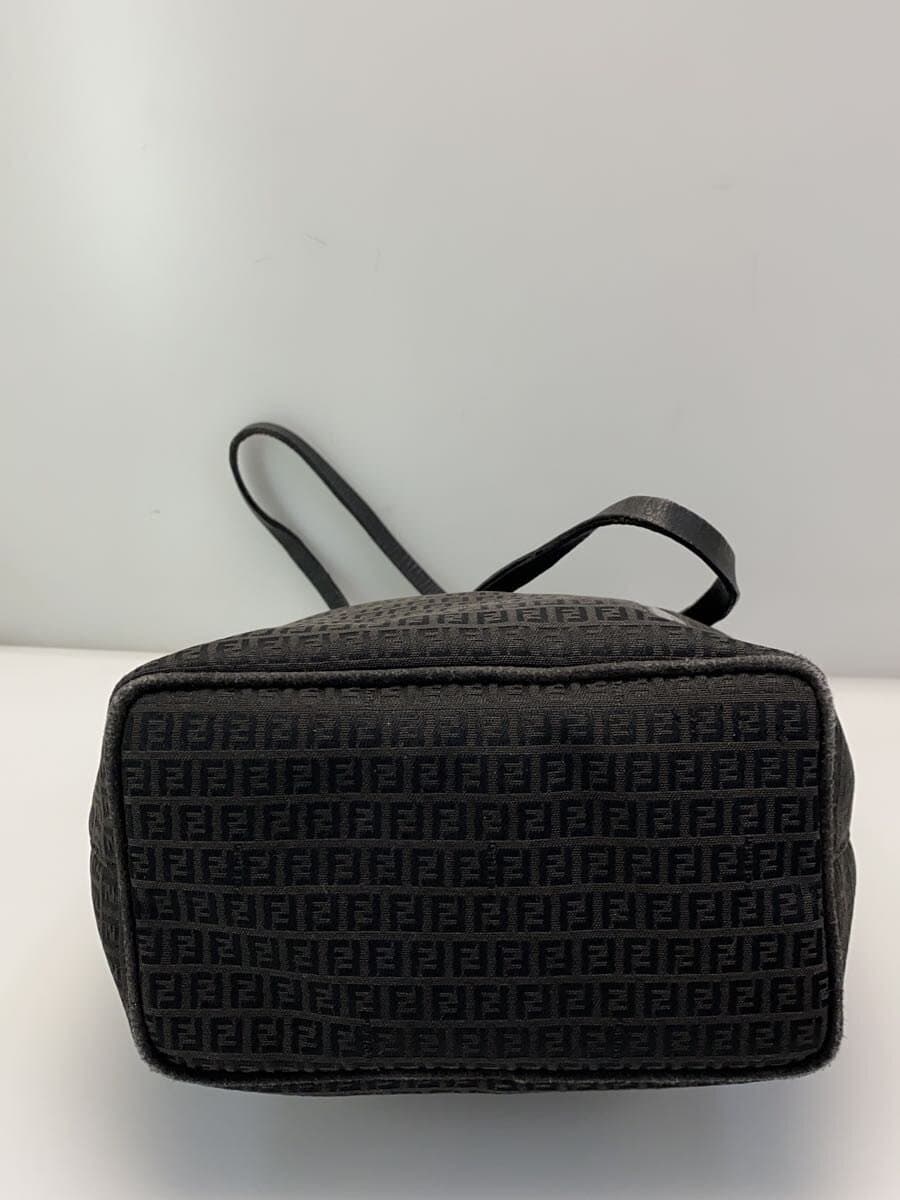 FENDI Zucca Pattern Handbag Canvas Black All Over Pattern Corner Wear With Scratches 4