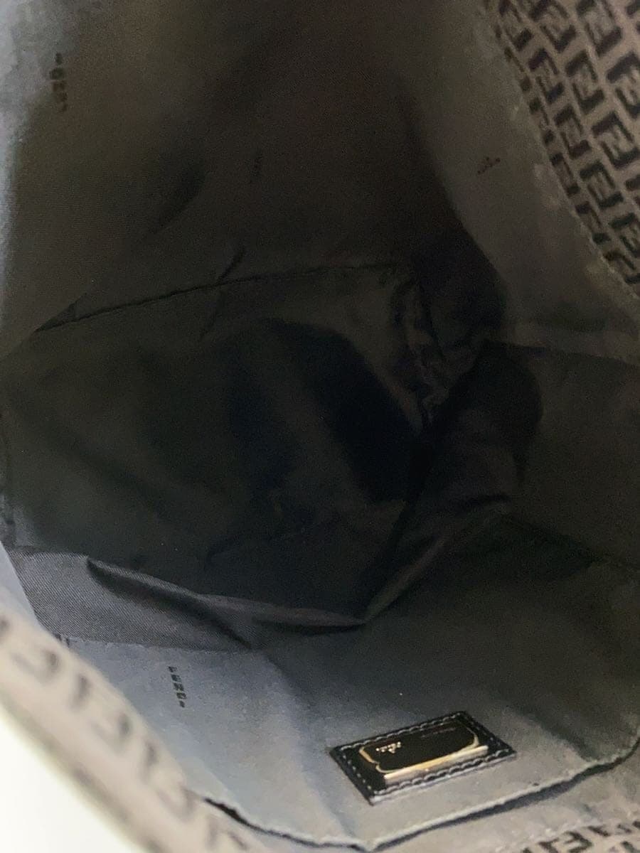 FENDI Zucca Pattern Handbag Canvas Black All Over Pattern Corner Wear With Scratches 6