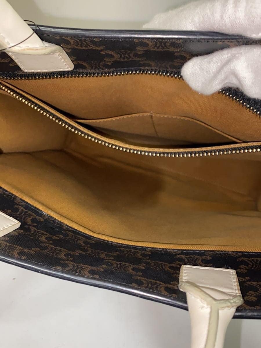 CELINE Tote Bag Leather Brown Vertical Cabas 2-Way Triomphe Canvas 6