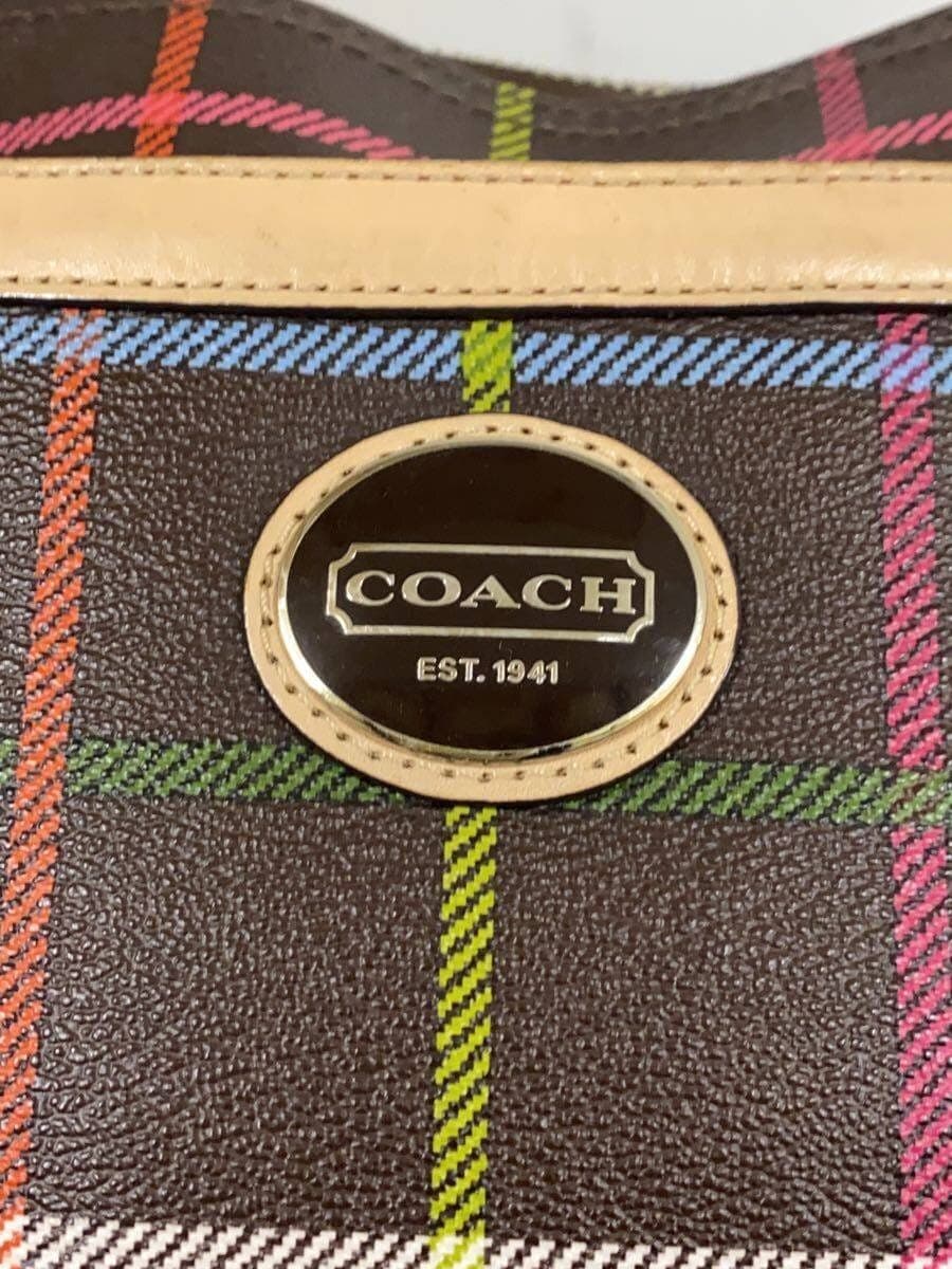 COACH Shoulder Bag BRW Check F24387 5