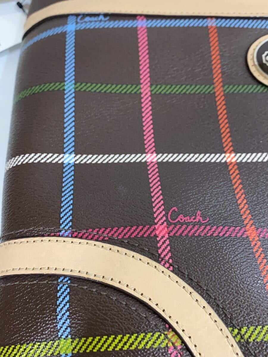 COACH Shoulder Bag BRW Check F24387 7