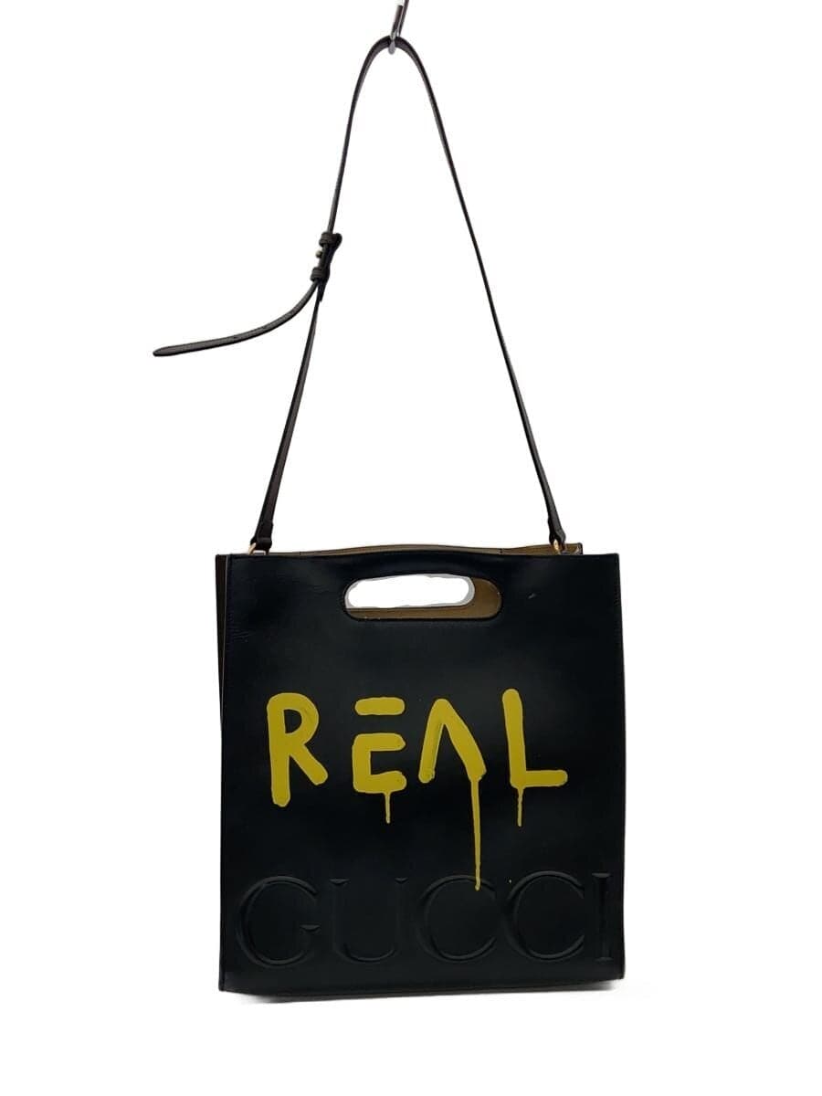 GUCCI Tote Bag_GUCCI Embossed_Ghost Leather BLK