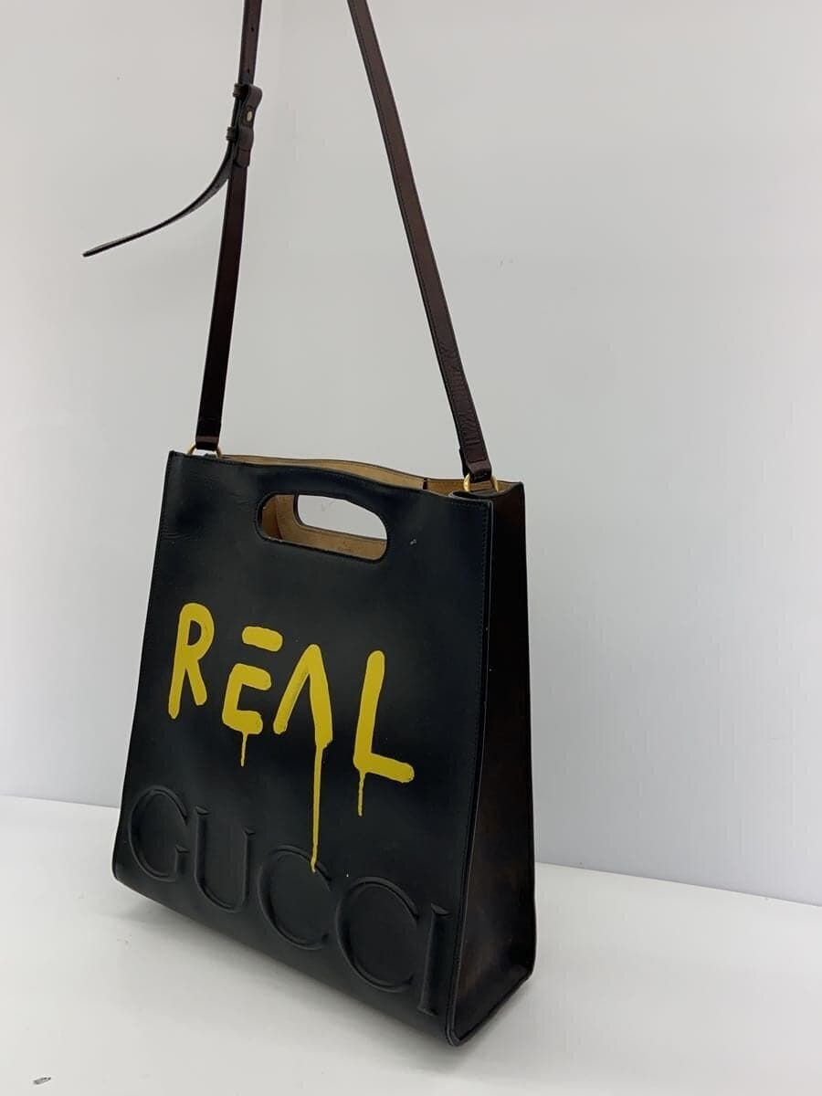 GUCCI Tote Bag_GUCCI Embossed_Ghost Leather BLK 2