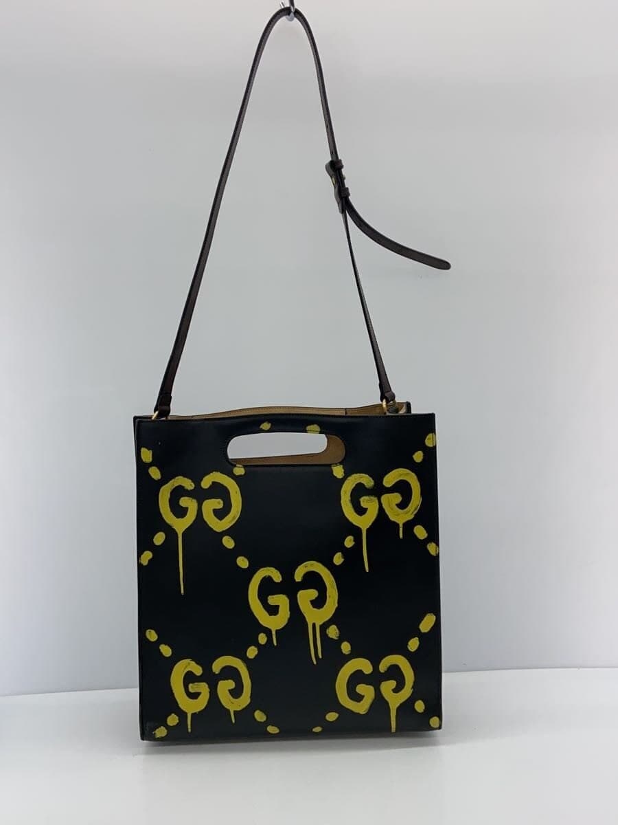 GUCCI Tote Bag_GUCCI Embossed_Ghost Leather BLK 3
