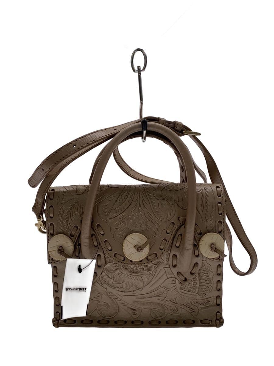 Carving Tribes Shoulder Bag Leather BEG