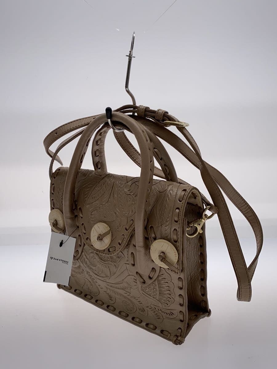 Carving Tribes Shoulder Bag Leather BEG 2