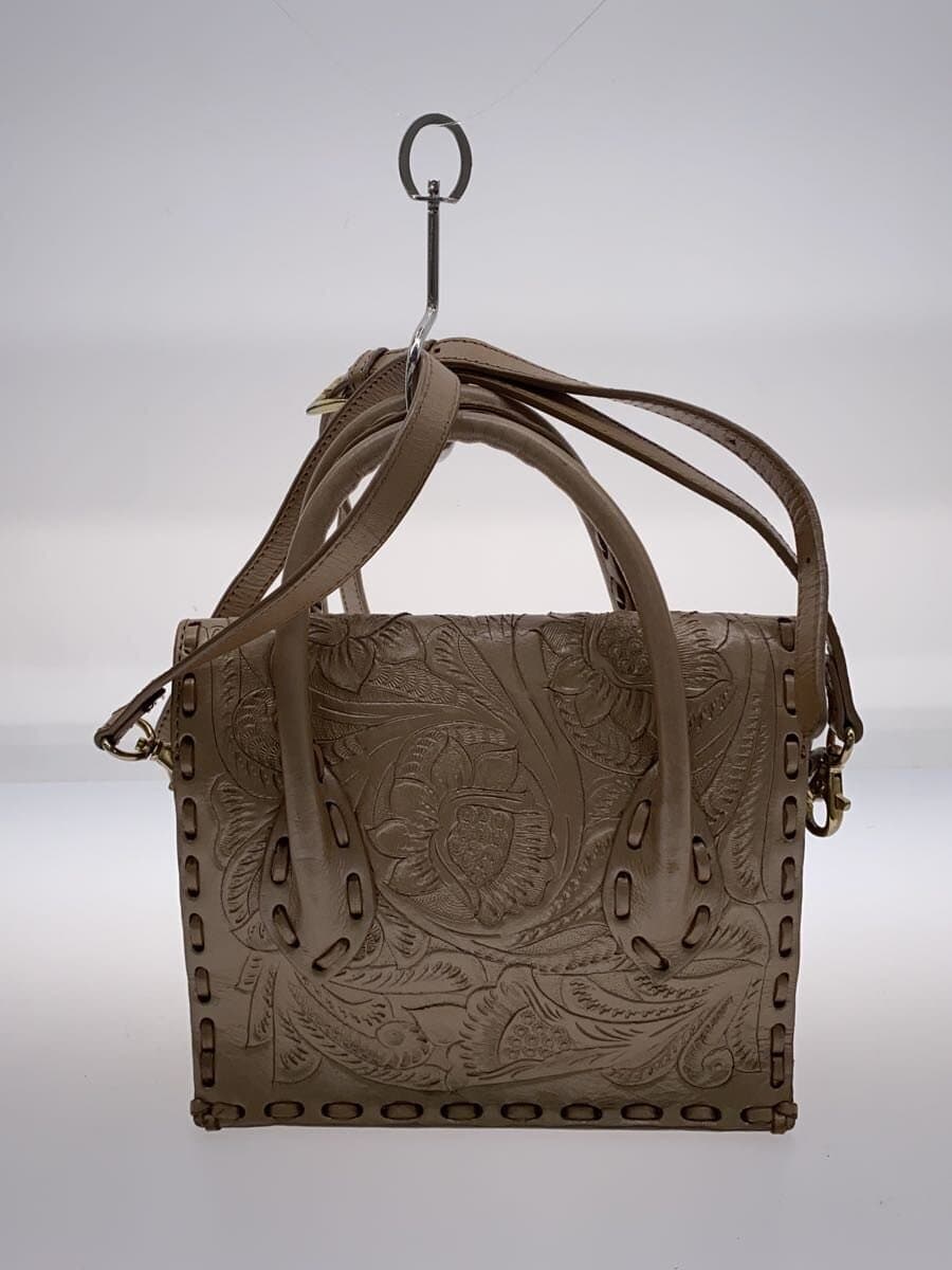 Carving Tribes Shoulder Bag Leather BEG 3