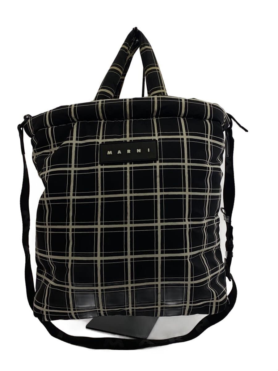 MARNI Nylon Puff Tote Tote Bag Nylon Black Check