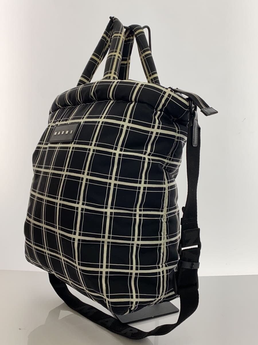 MARNI Nylon Puff Tote Tote Bag Nylon Black Check 2