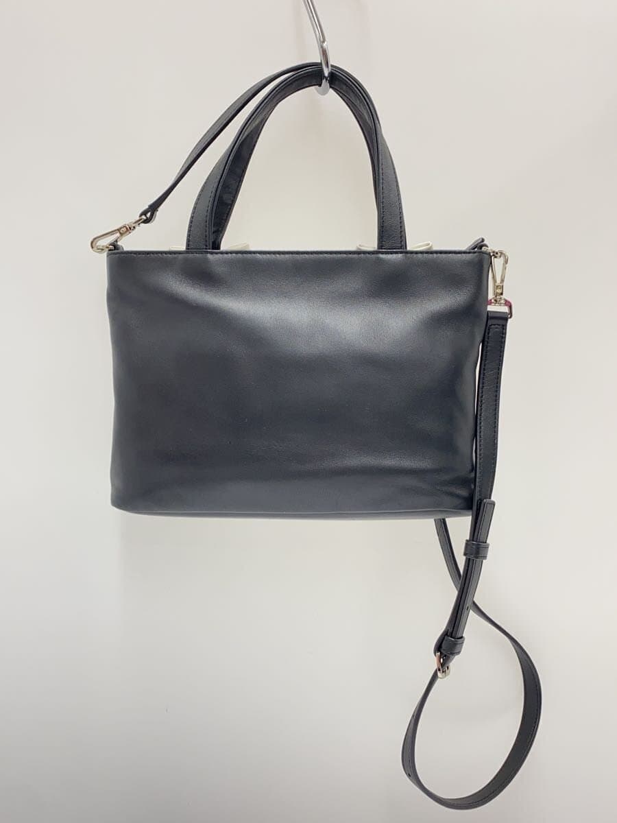agnes b. Handbag Leather BLK Solid SAS20-01 3