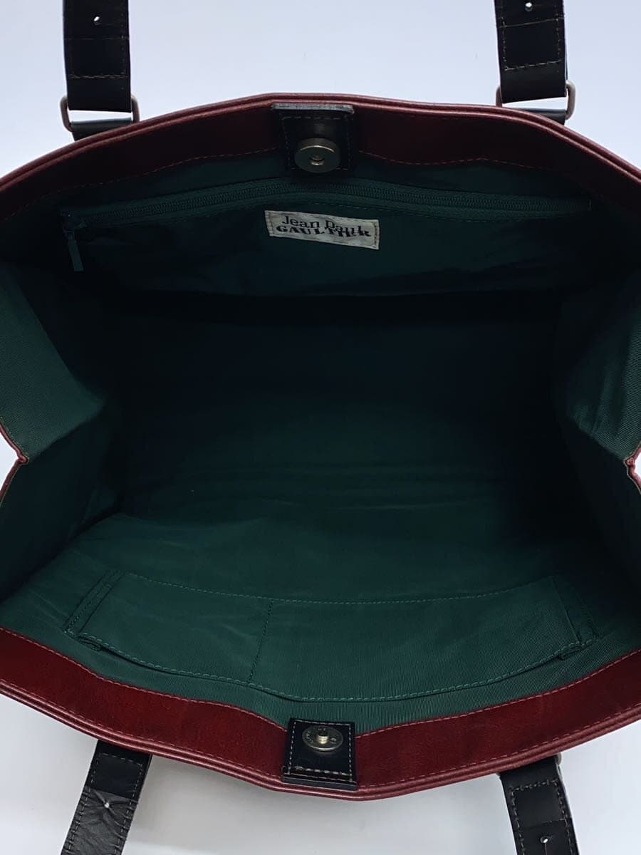 Jean Paul Gaultier tote bag PVC Burgundy Plain 6