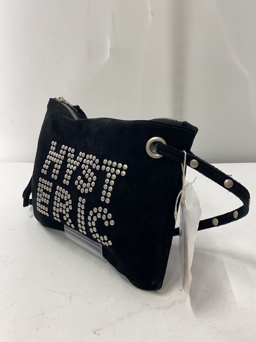HYSTERIC GLAMOUR Logo Stud Sacoche Shoulder Bag Suede Black Solid Color 2